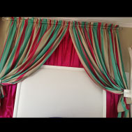 Gree and pink curtain